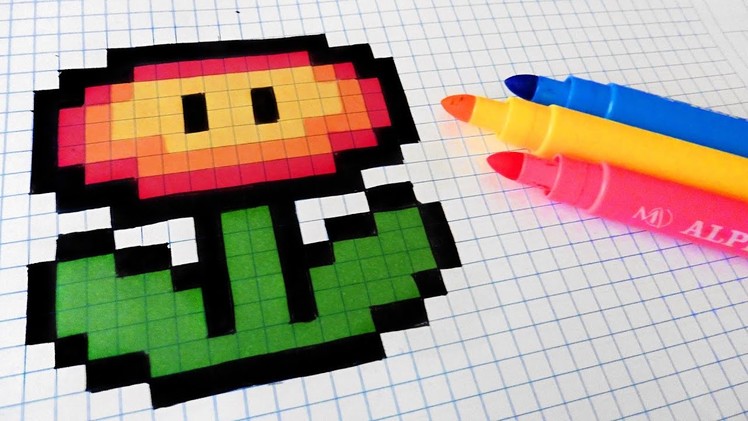 Handmade Pixel Art - How To Draw Fire Flower #pixelart