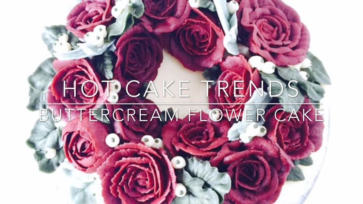 HOT CAKE TRENDS 2016! Buttercream Red Roses Flower Wreath cake - How to make by Olga Zaytseva