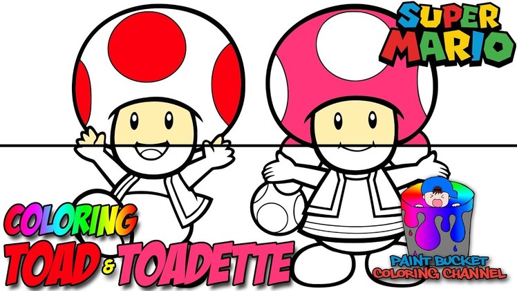 How to Color Toad and Toadette - Super Mario Nintendo Coloring Page