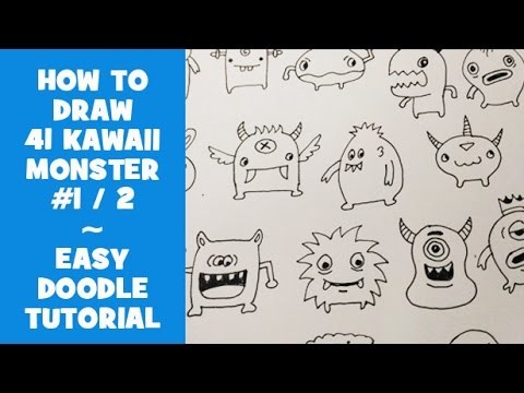 How To Draw 41 Kawaii Monsters - Easy Doodle Tutorial part #1. 2