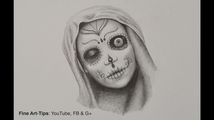 How to Draw a Catrina (Lady With Skull Make-Up) - Halloween Special