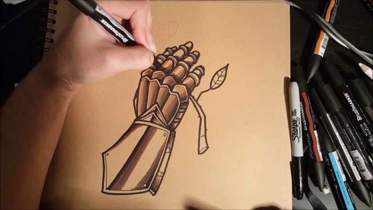 How to Draw a Knights Gauntlet Tattoo Style Tutorial speedpainting