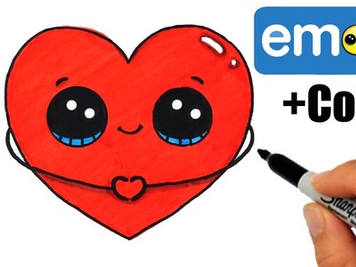 How to Draw + Color a Heart Emoji step by step Easy and Cute