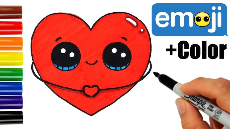 How to Draw + Color a Heart Emoji step by step Easy and Cute