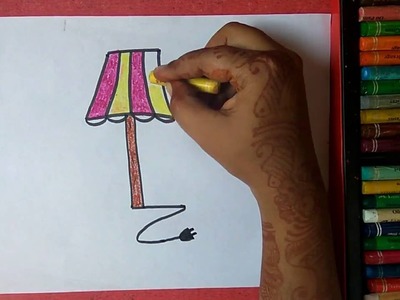 How to draw LAMP from alphabet "L" step by step very easily for kids