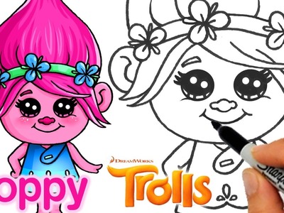 How to Draw Poppy from Trolls Movie step by step Cute and Easy