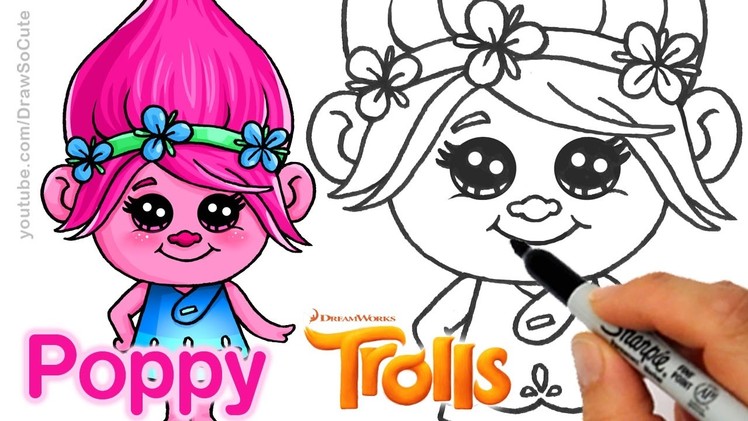 How to Draw Poppy from Trolls Movie step by step Cute and Easy