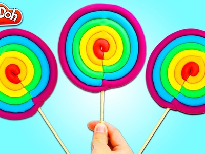 How to Make a GIANT Play Doh Rainbow Lollipop! DIY Play Dough Sweet Treats