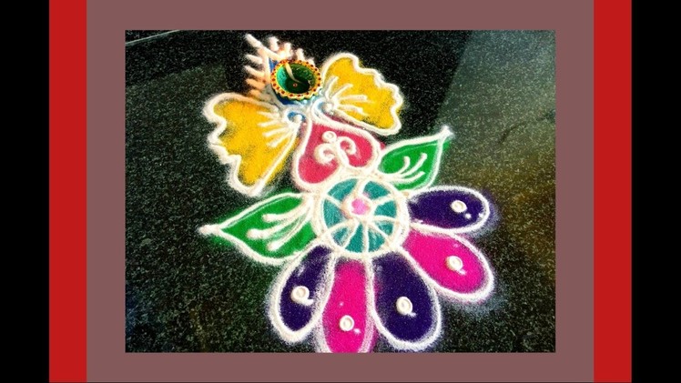 How To Make ColourfulRangoli Design.Beautiful Kolam.Colourful Muggulu by Hemlata's Rangoli