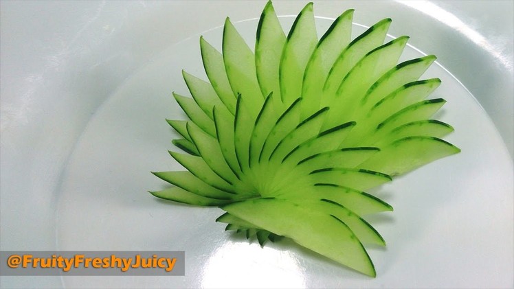 How To Make Cucumber Peacock Feathers - Art In Cucumber Carving & Cutting Garnish