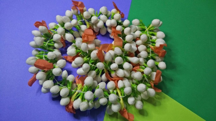 How to make jasmine garland using cotton
