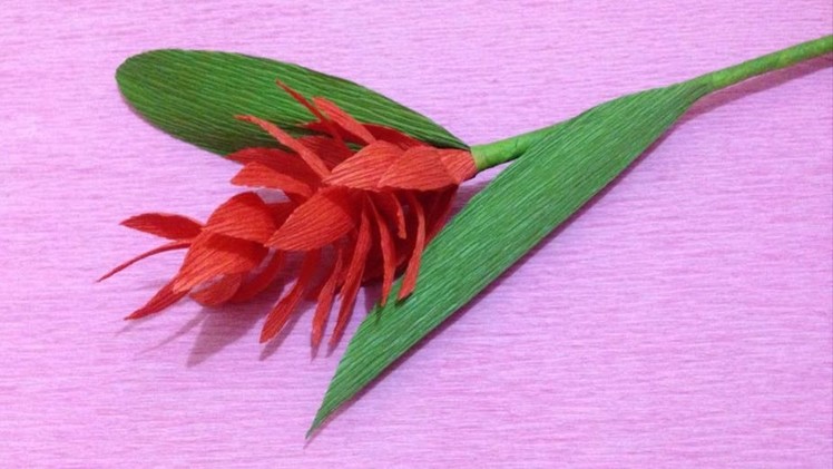 How to Make Red Ginger Crepe Paper flowers - Flower Making of Crepe Paper - Paper Flower Tutorial