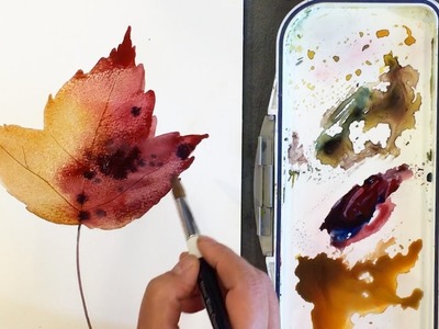 How to Paint a Autumn Leaf Wet-in-Wet in Watercolor-final
