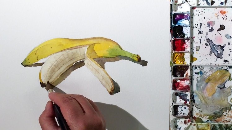 How to Paint a Peeled Banana in Watercolor