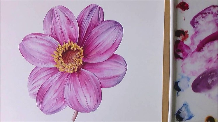 How to Paint the Centre of a Dahlia Flower | Sketchbook Squirrel