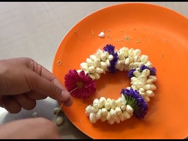 How to string Jasmine[malligai poo]- circle & half circle shape