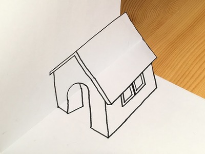 3D Tiny House on paper (Trick Art Drawing)