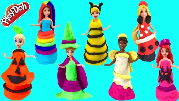 Disney Princesses Magic Clip Wear DIY Halloween Play Doh Dresses | Fizzy Toy Show