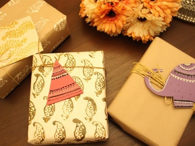 DIY Diwali Gift Wrapping Ideas- Wrapping Paper and Name Tags
