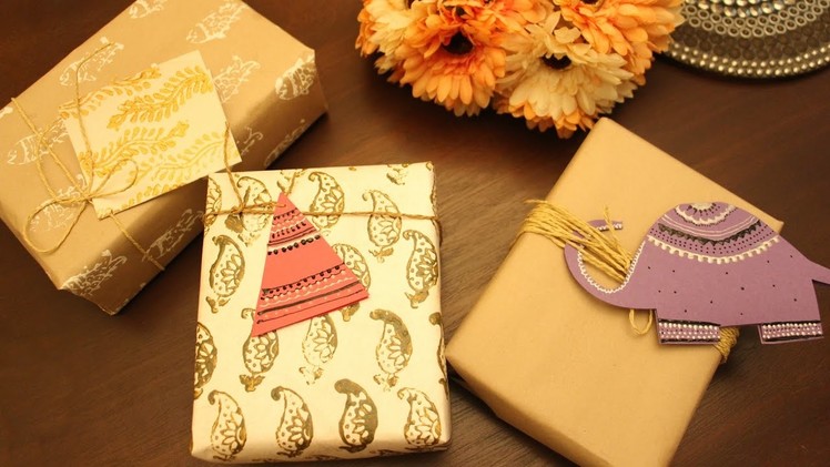 DIY Diwali Gift Wrapping Ideas- Wrapping Paper and Name Tags