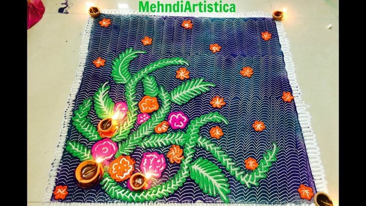 Easy Beautiful Rangoli designs|DIY Rangoli(Alpana)Fast Colorful Ideas For Diwali Decoration
