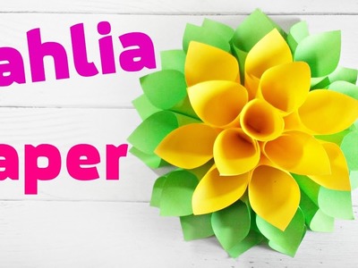 Giant gahlia paper flower tutorial easy for kids at home. Paper origami flowers decorations diy