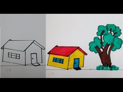How to draw 3D House on Paper : 3D Drawing