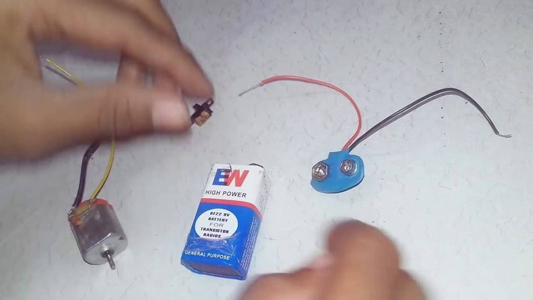 How to setup on-off button  with battery and motor