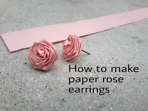 Paper rose earrings