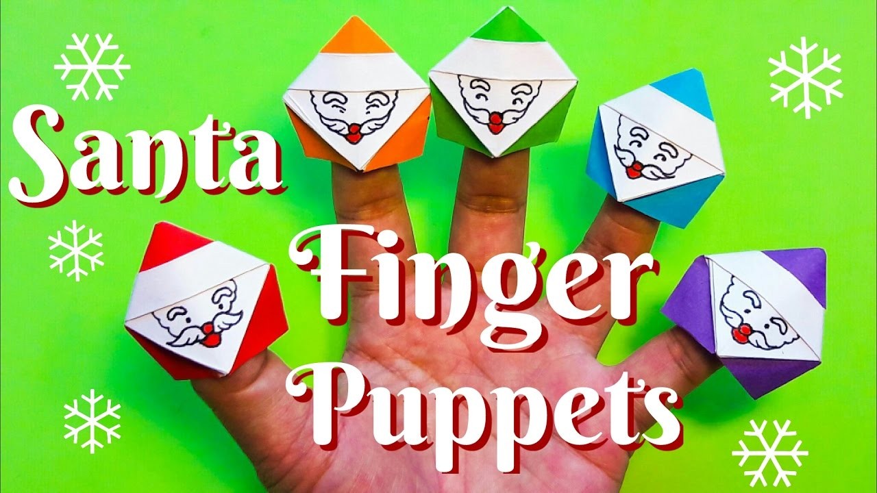 Paper Santa finger puppets Origami easy to fold easy to follow HD tutorial