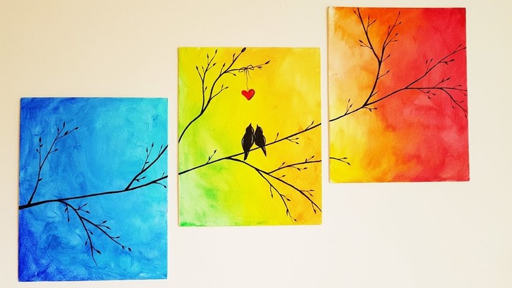 DIY Colorful Tree Canvas Painting ♥ Room Decor