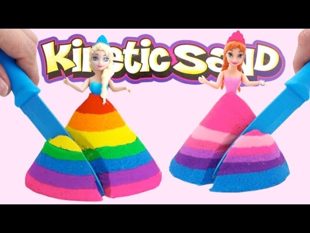 DIY How to Make Disney Princess Dresses with Kinetic Sand Frozen Elsa & Anna * RainbowLearning