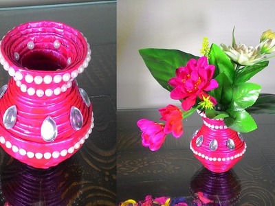 How to make newspaper flower vase | DIY newspaper crafts