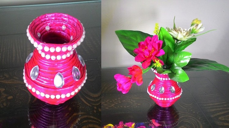 How to make newspaper flower vase | DIY newspaper crafts