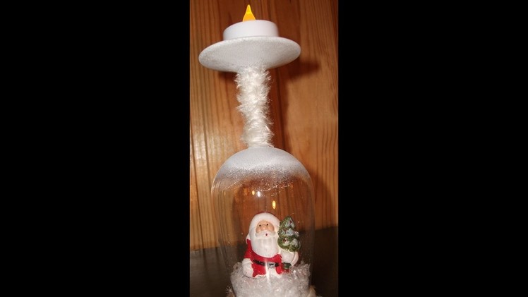 DIY Christmas Wine glass candle holder