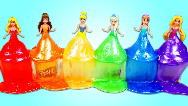 DIY Disney Princess Play Doh Slime Dresses! How to Make EASY Rainbow Slime Costumes