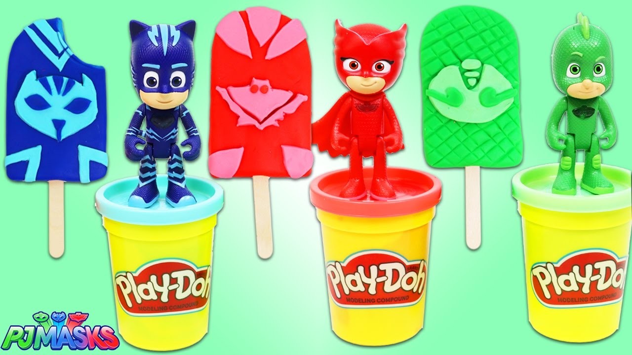 DIY How to Make PJ MASKS Play Doh Popsicles Fun & Easy Play Dough Dessert Art!