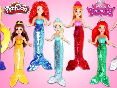 DIY How to Make PLAY DOH Sparkle Disney Princess Mermaid Dresses Fun & Easy Play Dough Art!