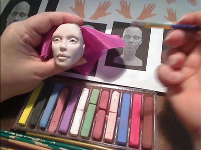Blushing a Polymer clay head with chalks tutorial Part one