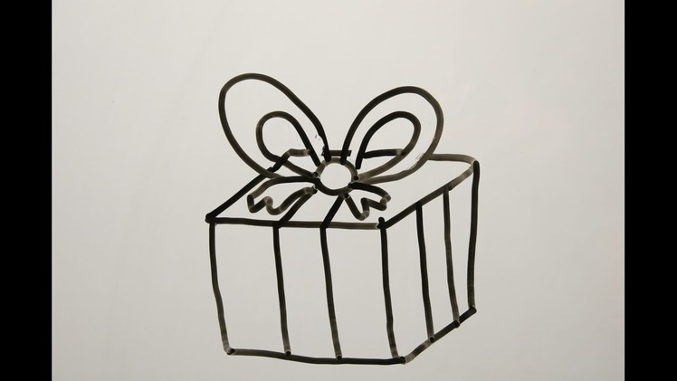 DIY Learn How to Draw a Christmas Gift. Easy Drawings for Kids.