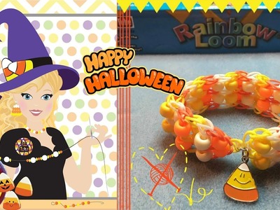 Halloween Candy Corn Rainbow Loom Double Bead Ladder Bracelet Tutorial