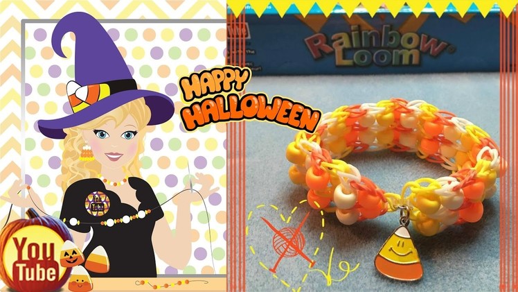 Halloween Candy Corn Rainbow Loom Double Bead Ladder Bracelet Tutorial