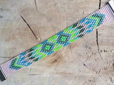 Miyuki Beadloom Timelapse. DIY Beadloom Seed Bead Weaving Aztec Pattern