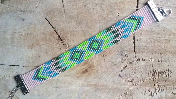 Miyuki Beadloom Timelapse. DIY Beadloom Seed Bead Weaving Aztec Pattern