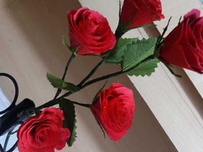 Paper flower making at home easy, tutorial, decorations, bouquet, vase. Button rose making.