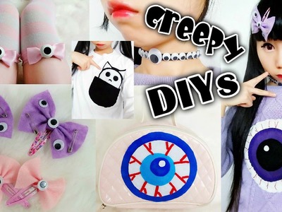 6 Creepy DIYs: DIY Eyeball Thigh Highs, Choker, Sweater, Purse +DIY Pin Eyeball Hairclips + more