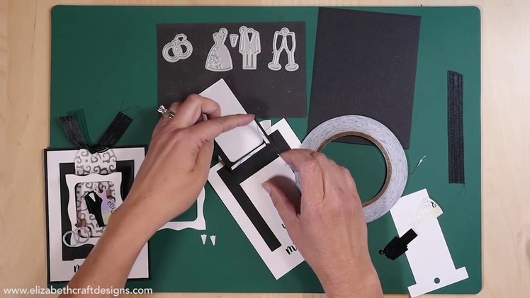 Elizabeth Craft Designs Mr  & Mrs  Hanging Charm Pull Tab Wedding Card