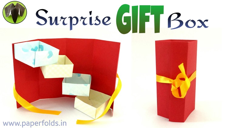 How to make a Paper "Surprise Tower Gift Box" - Useful Origami. Craft Tutorial