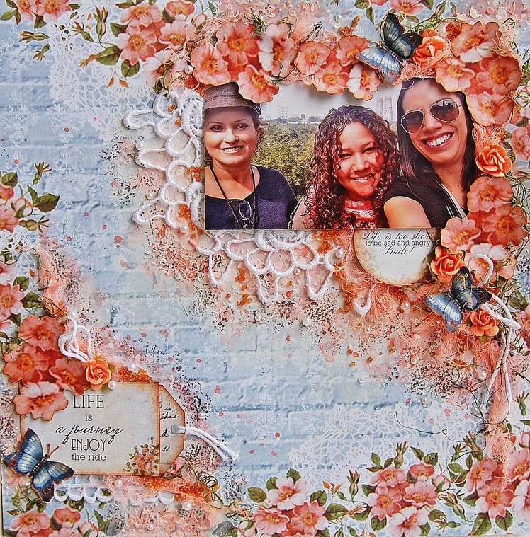 Life is a Journey. Mixed Media Scrapbooking layout for Studio 75