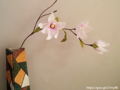 Magnolia flower with crepe paper _ craft tutorial